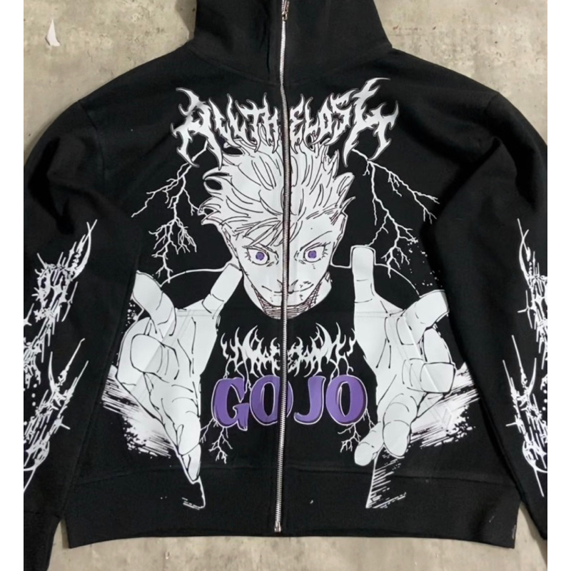 Áo Khoác Khóa Zipper Gojo Satoru Jujutsu Kaisen UNISEX Shadow ver1