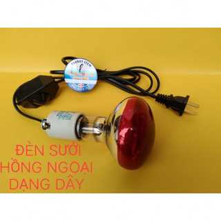 1 bộ đèn sưởi ấm hồng ngoại dạng dây có thể điều chỉnh nhiệt độ, đui đèn bằng sứ chịu nhiệt, để trong lồng sưởi ấm vẹt