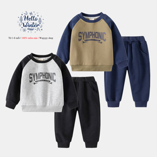  Bộ quần áo nỉ dài tay bé trai WAPYPY bộ thu đông da cá nam cho trẻ hàng xuất Âu Mỹ 2025 