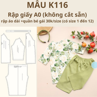 Rập giấy a0 áo dài bé gái k116
