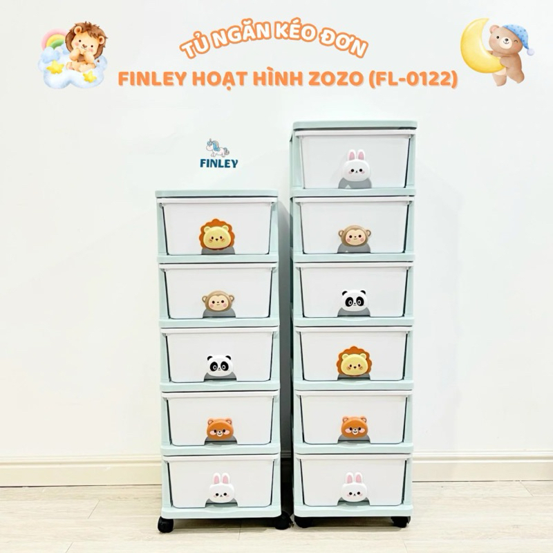 TỦ NGĂN KÉO ĐƠN FINLEY HOẠT HÌNH ZOZO 5 TẦNG 6 TẦNG ĐỰNG QUẦN ÁO, ĐỒ CHƠI, BỈM SỮA CHO BÉ