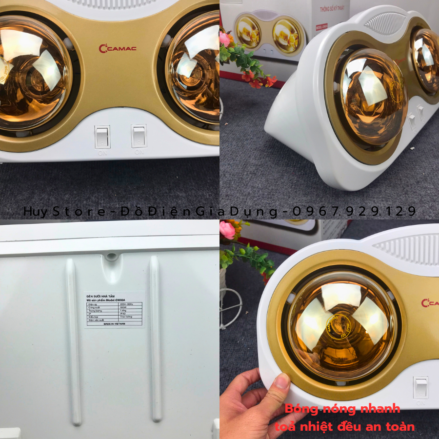 Đèn Sưởi Nhà Tắm CAMAC 2 Bóng Và 3 Bóng Hàng Chính Hãng , Đèn Sưởi Nhà Tắm CAMAC Chống Loá Không Đốt Cháy Oxy Huy Store