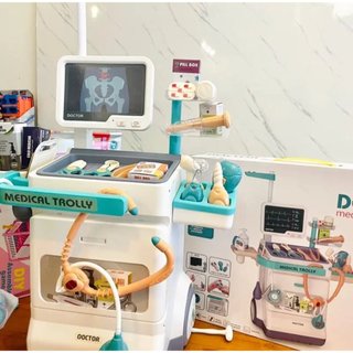 Đồ chơi bác sĩ cao cấp có xe đẩy đo huyết áp, có đèn và nhạc cho bé