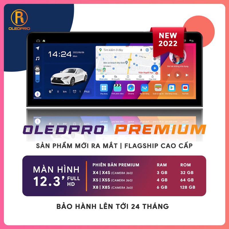 (Hướng dẫn lắp đặt) Màn hình DVD Android Oledpro X4S Premium 12.3 inch ram 4Gb liền cam 360 cao cấp tặng mặt dưỡng