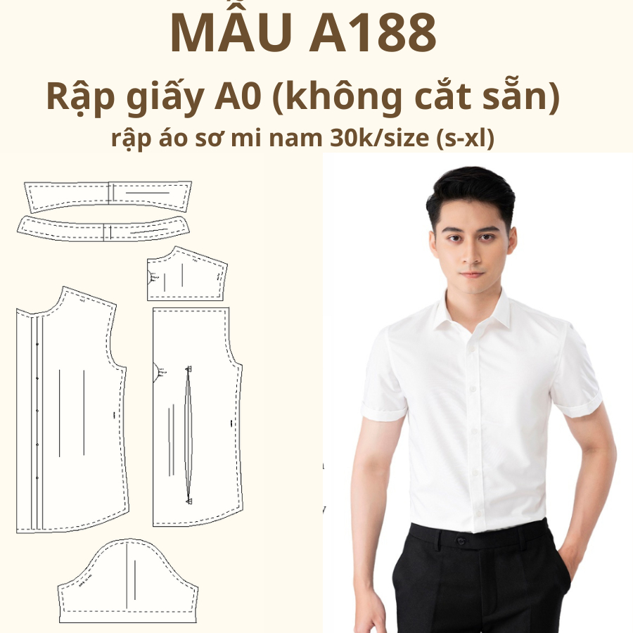 RẬP GIẤY A0 ÁO SƠ MI NAM A188 (KHÔNG CẮT SẴN)