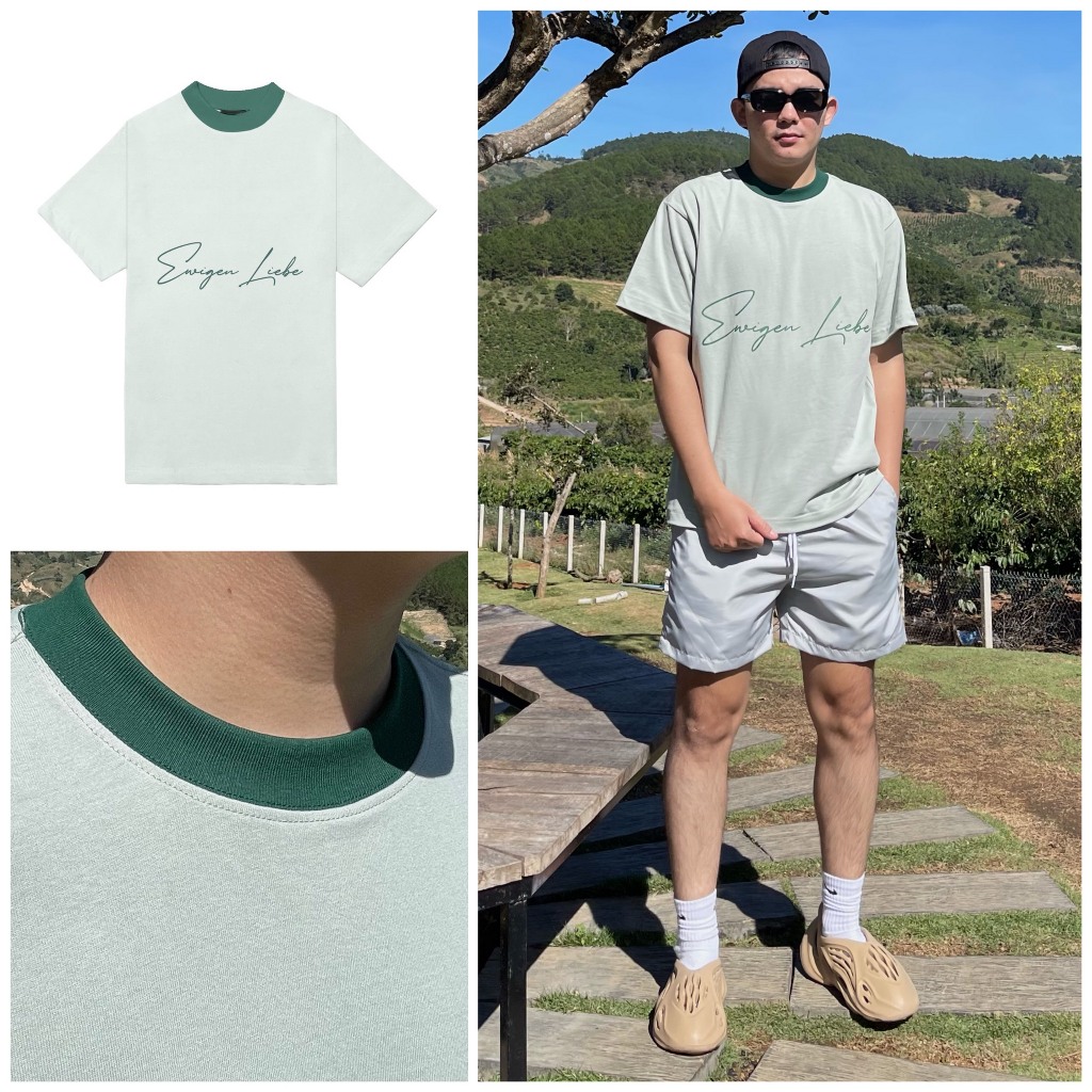 Áo thun nam nữ EWIGEN LIEBE basic form oversize T-SHIRT dày dặn , đứng form , thoáng mát - màu XANH 