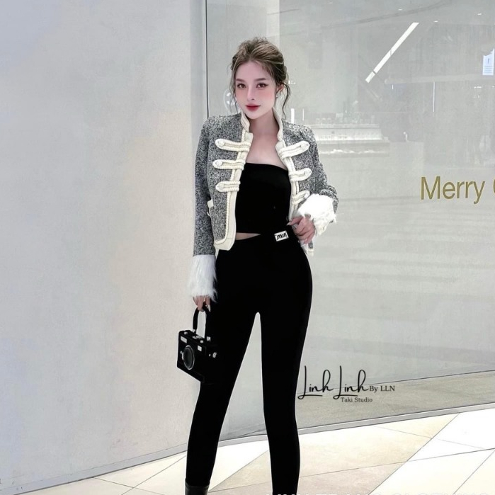 Áo dạ tweed tay lông