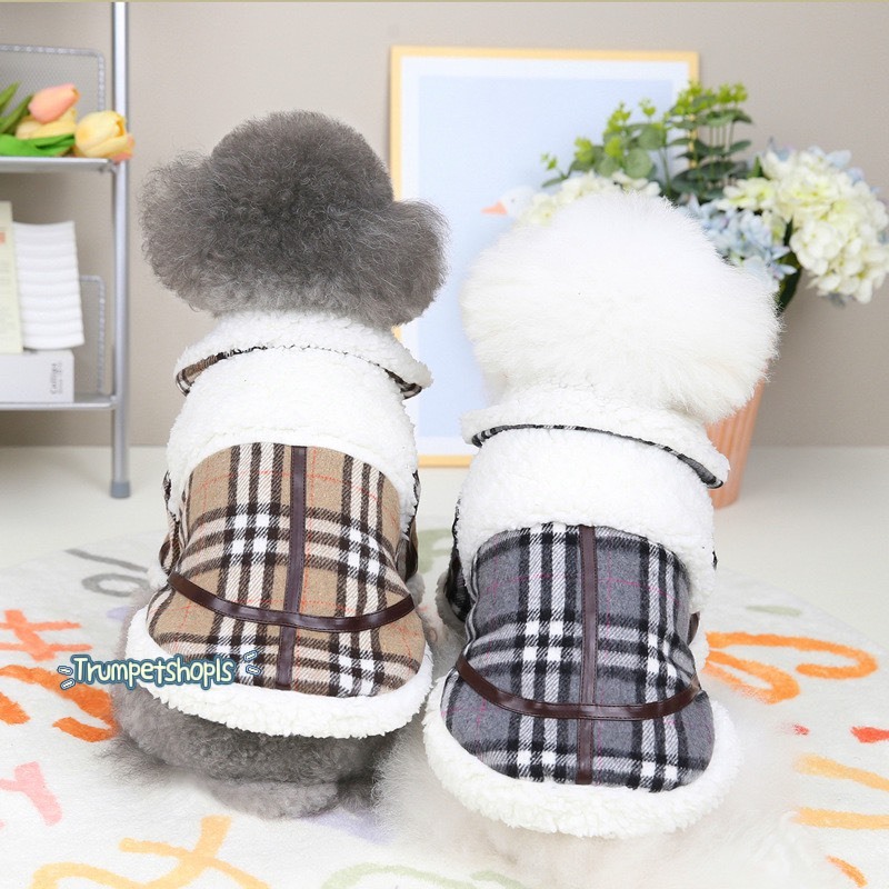 khoác lót lông kẻ MS4 cho chó mèo