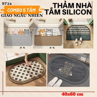 COMBO 5 TẤM Thảm chùi chân nhà tắm silicon nhanh khô kích thươc 40x60cm