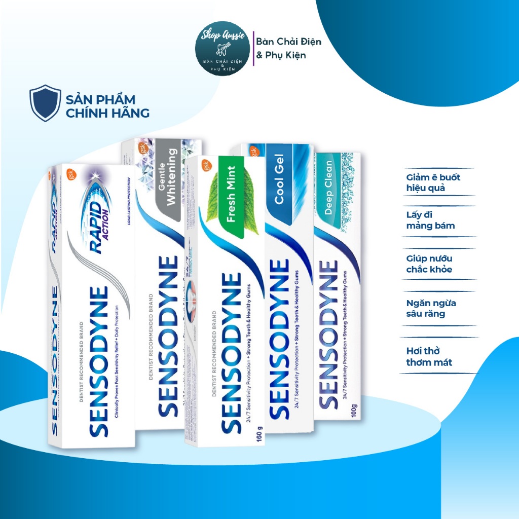 Kem Đánh Răng Giảm Ê Buốt Sensodyne Đủ Loại - Made in Thailand, Sạch Mảng Bám, Ngừa Sâu Răng Vượt Trội, Hơi Thở Thơm Mát
