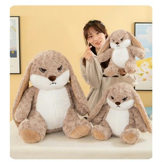 Gấu Bông Thỏ Giận Dỗi Hồng,Xám Thỏ cáu giận, Thỏ hờn dỗi lông xoắn hoa hồng siêu ngộ nghĩnh