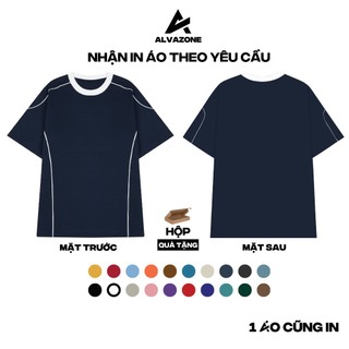 Áo thun raglan line oversize mẫu trơn 6 màu alvazone cotton 100% unisex
