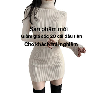 Đầm ôm body dài tay cổ lọ thu đông