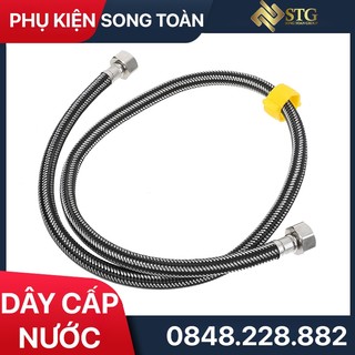 Dây Cấp Nước Lạnh Inox, Dây Dẫn Nước Inox Sọc Đen Chân Ren 21 Lắp Đặt Bồn Chén Chậu Rửa