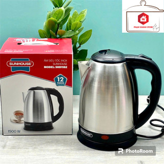 Ấm siêu tốc, Bình đun siêu tốc Sunhouse 1,8 LÍT, inox 2 lớp, đun sôi nhanh, tự động ngắt khi sôi