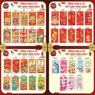 Combo 100 Bao Lì Xì Tết 2024 Nhiều Mẫu Nhiều Màu đẹp ( Shop có bán tách lẻ số lượng ít hơn)