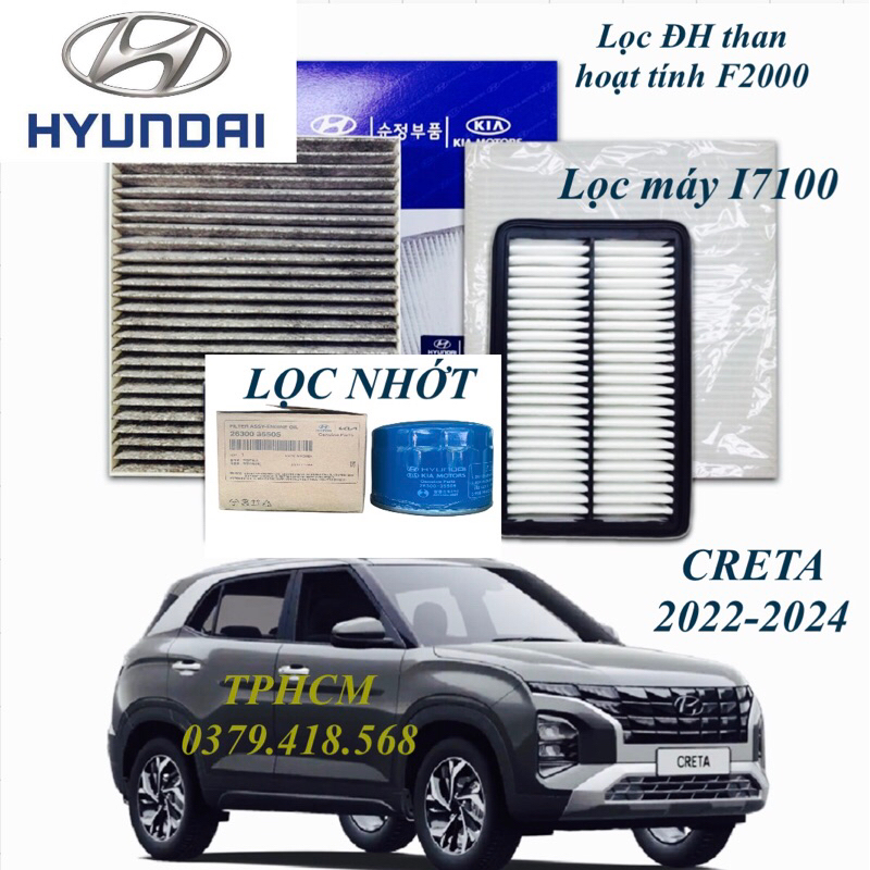 [HUYNDAI CRETA] Combo 3 lọc bảo dưỡng ô tô Creta,Stargazer(Quà tặng) 2022-2024