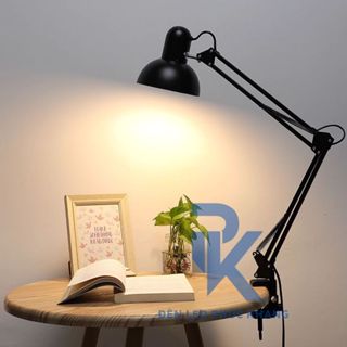 Đèn học kẹp bàn PK LIGHTING tay gập 37x37cm linh hoạt xoay 360 độ bóng LED bảo vệ mắt 3 màu ánh sáng
