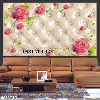 Tranh hoa đào 3d trang trí