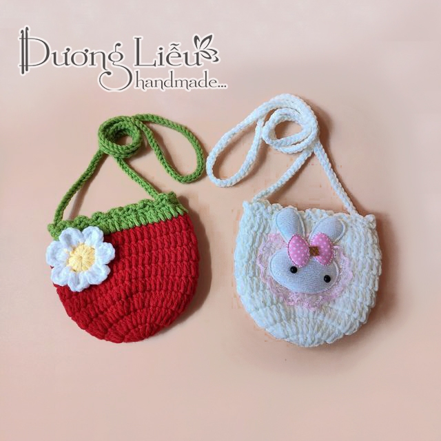 Túi đeo chéo, Túi tỏi tránh vía cho bé yêu bằng len handmade