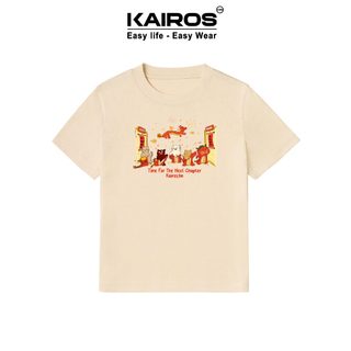 Áo baby tee ôm body Kairos chất liệu cotton 100% co dãn 2 chiều form tay ngắn cổ tròn mẫu mèo hóa rồng