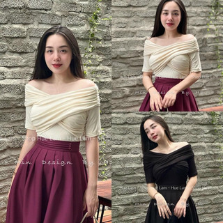Áo thun gân cổ chéo v tay ngắn croptop