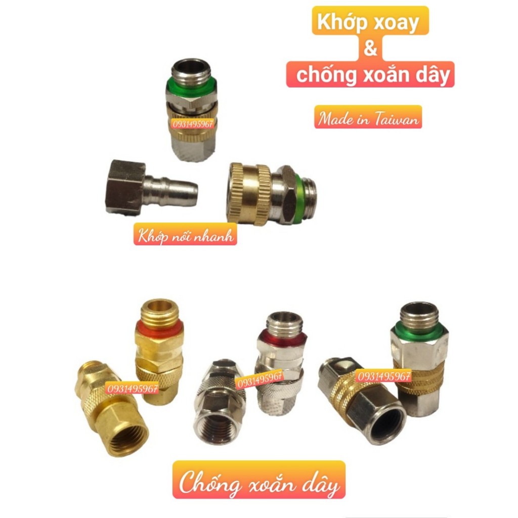 khớp nối nhanh & chống xoắn dây phun rửa xe 13.8mm.