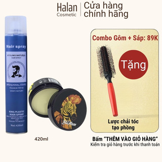 Gôm xịt tóc hair salon king plastic hair spray 420ml kèm sáp vuốt tóc blumaan ngựa vằn