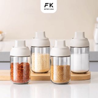 Lọ đựng gia vị thủy tinh FEEKA có thìa chống ẩm, hũ thủy tinh đựng gia vị cao cấp 280ml