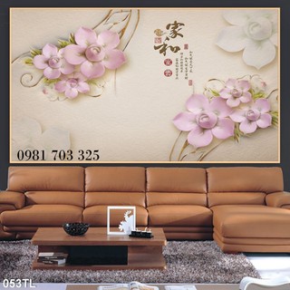 Tranh hoa đào 3d trang trí