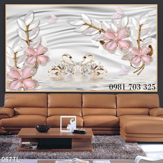 Tranh hoa đào 3d trang trí
