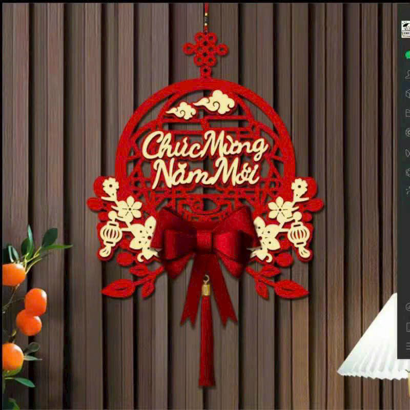 Khánh Quạt Nhung Đỏ Khắc Chữ TẾT PHÚC LỘC Phụ Kiện Trang Trí Tết Nguyên Đán 2024 🌸free ship🌸