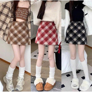 Chân váy dạ kẻ caro thu đông xinh xắn