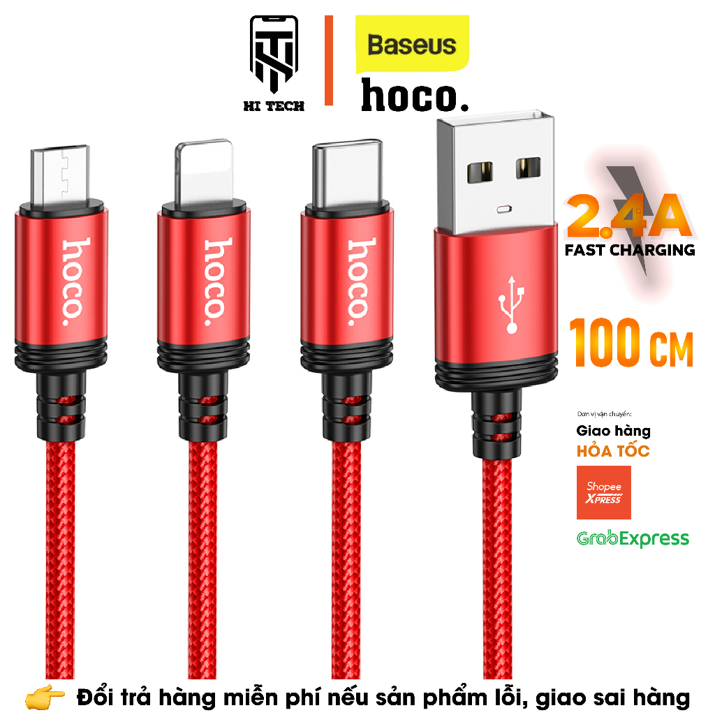 Dây sạc nhanh HOCO X89, sạc nhanh 2.4A, dây sạc type-c, nightling, micro dành cho android, ios, dây dài 1m.