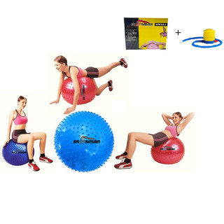 Bóng tập yoga massage brosman 65cm màu đỏ/ màu xanh