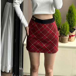 Chân váy dạ ép Hàn, Chân váy kẻ