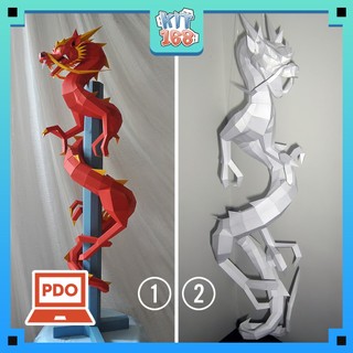 Mô hình giấy động vật Rồng White Dragon