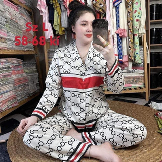 Bộ ngủ G.C kem dài và ngắn tay,TK lụa xước ánh kim của 2CE
