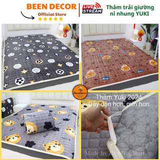 Thảm Nỉ Nhung Trải Giường, Thảm bông tấm Yuki - 2024 dày hơn 1m2+1m6+1m8 (Đường trần như ảnh shop mô tả)