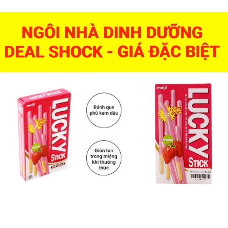 Bánh Que Meiji Lucky Stick Phủ Kem Vị Dâu 45g