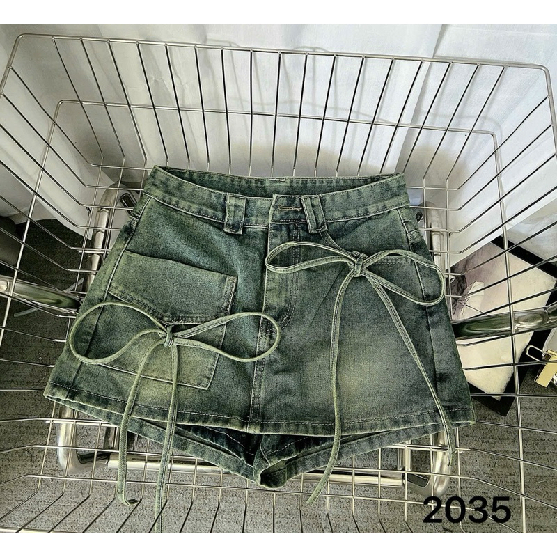 Quần Giả Váy Bigsize 55-90kg Phối Dây Nơ Điệu Đà, Chân Váy Jean Bigsize Ms2035