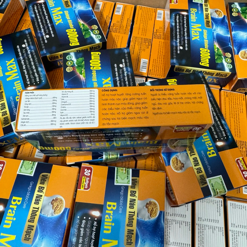 Viên bổ não thông mạch Ginkgo biloba Cere Brain Max - Ginkgo Biloba 600mg Hộp 30 viên giúp hoạt huyết dưỡng não