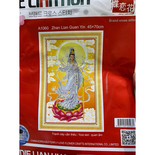 Tranh thêu chữ thập Phật Quan Âm A1060 (45x70) chưa thêu