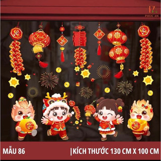 Decal trang trí tết - đèn lồng