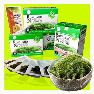 [ Hộp 120.gram + 2 Gói Mè ] Rong Nho NFood Ogranic - Công Nghệ Nhật Bản