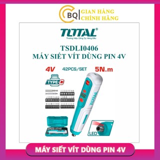 Máy siết vít dùng pin 4V TOTAL TSDLI0406 dụng cụ siết vít dùng pin có đèn làm việc báo chỉ số pin chính hãng CBQs