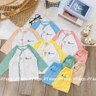 Bộ dài tay thun lạnh pettit sơ sinh, bọ sơ sinh bé trai, bộ sơ sinh bé gái 3-9kg