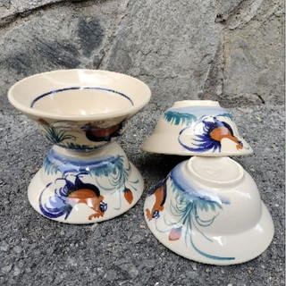 💢😘set 5 chén nón / chén chiết yêu vẽ con gà trống🐓 sản phẩm thủ công cao cấp💥