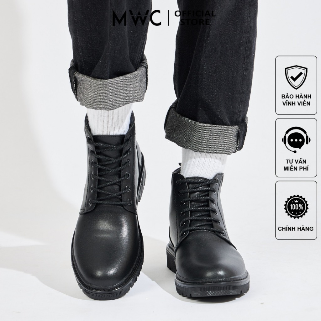 Giày Boot Nam MWC 8044 - Giày Boot Nam Chất Liệu Da Kiểu Dáng Buộc Dây Trẻ Trung Năng Động