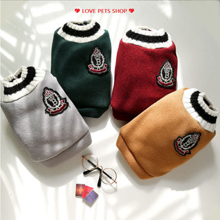 Áo cho Chó Mèo bằng vải nỉ viền len giữ ấm - Love Pets Shop